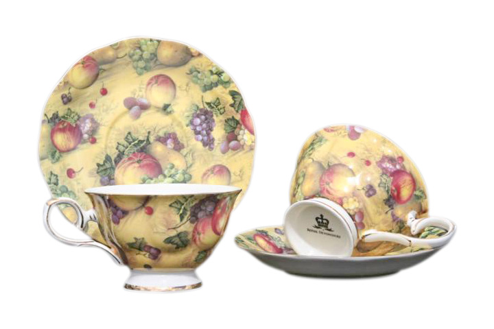 Country Fruit 2 Cup & Saucer Set - Click Image to Close